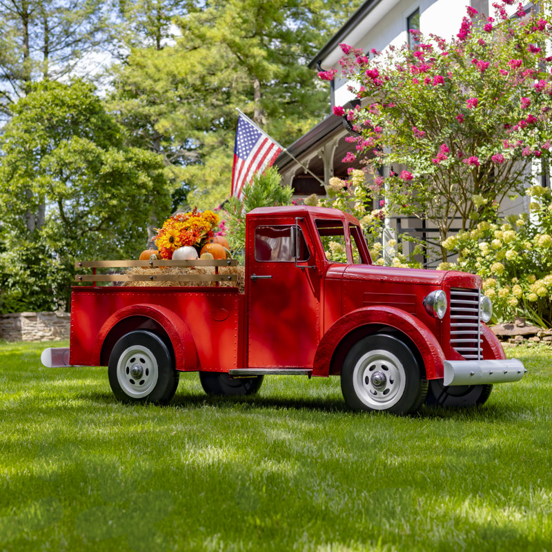 Zaer Ltd International Lesera Red Truck Large Lawn Art/Figurine | Wayfair